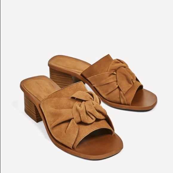 NWT ZARA KNOTTED SLINGBACK HIGH HEEL LEATHER SHOES - Picture 4 of 6